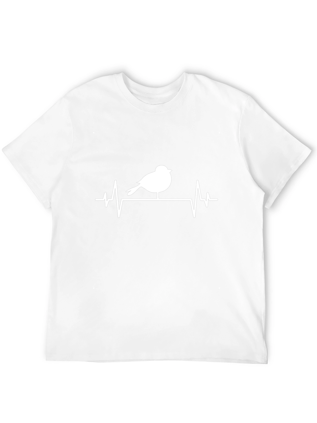 Camiseta Negra con Diseño de Pájaro y Ritmo Cardíaco