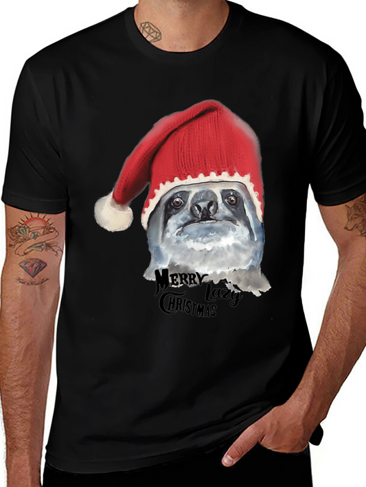 Camiseta Negra Navideña Perezosa