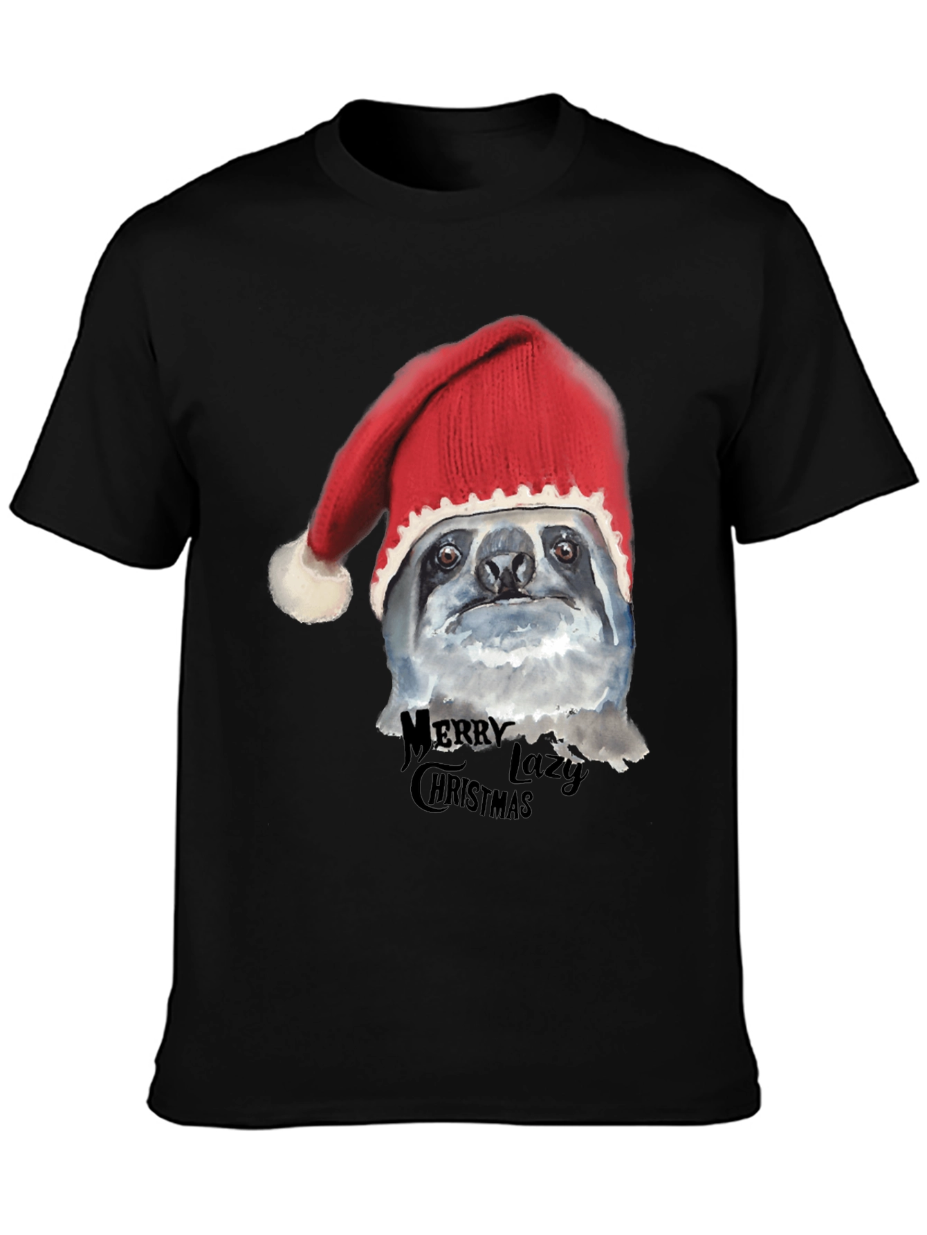 Camiseta Negra Navideña Perezosa