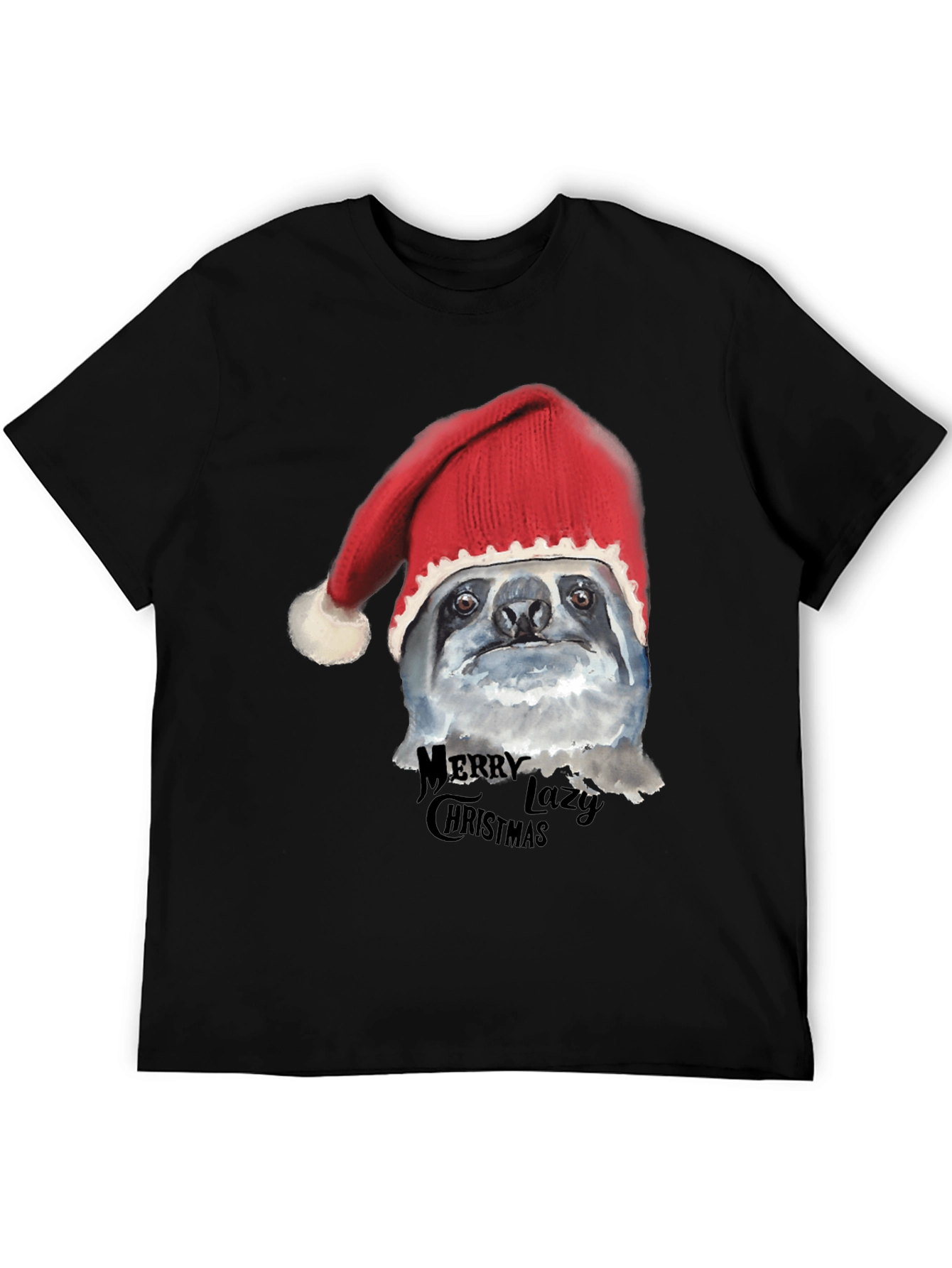 Camiseta Negra Navideña Perezosa