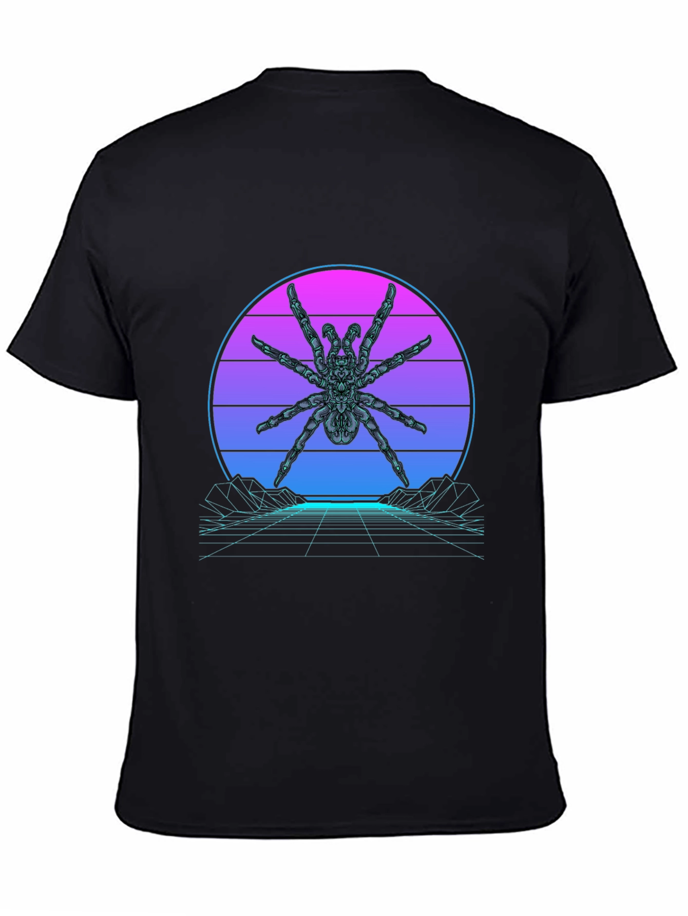 Camiseta Negra con Diseño Arácnido Retro