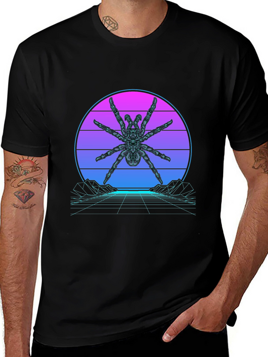 Camiseta Negra con Diseño Arácnido Retro