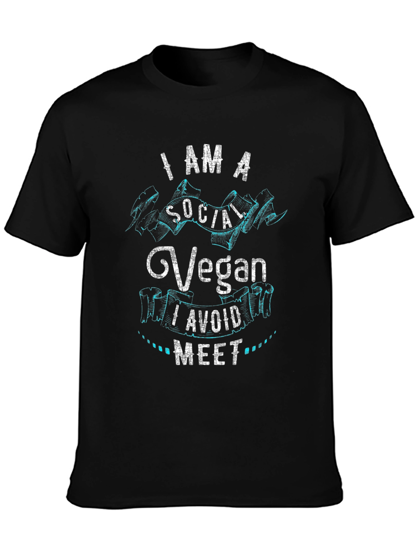 Camiseta Negra Vegan Social: Evita el Contacto Social