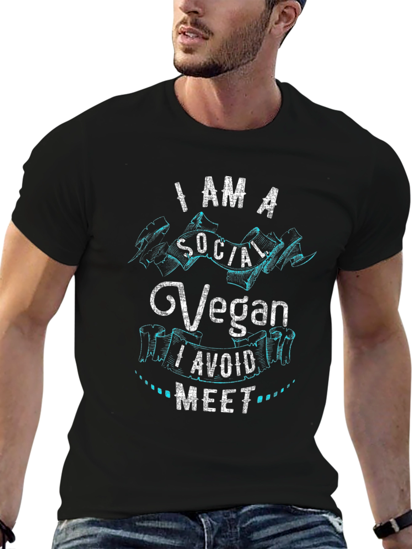 Camiseta Negra Vegan Social: Evita el Contacto Social