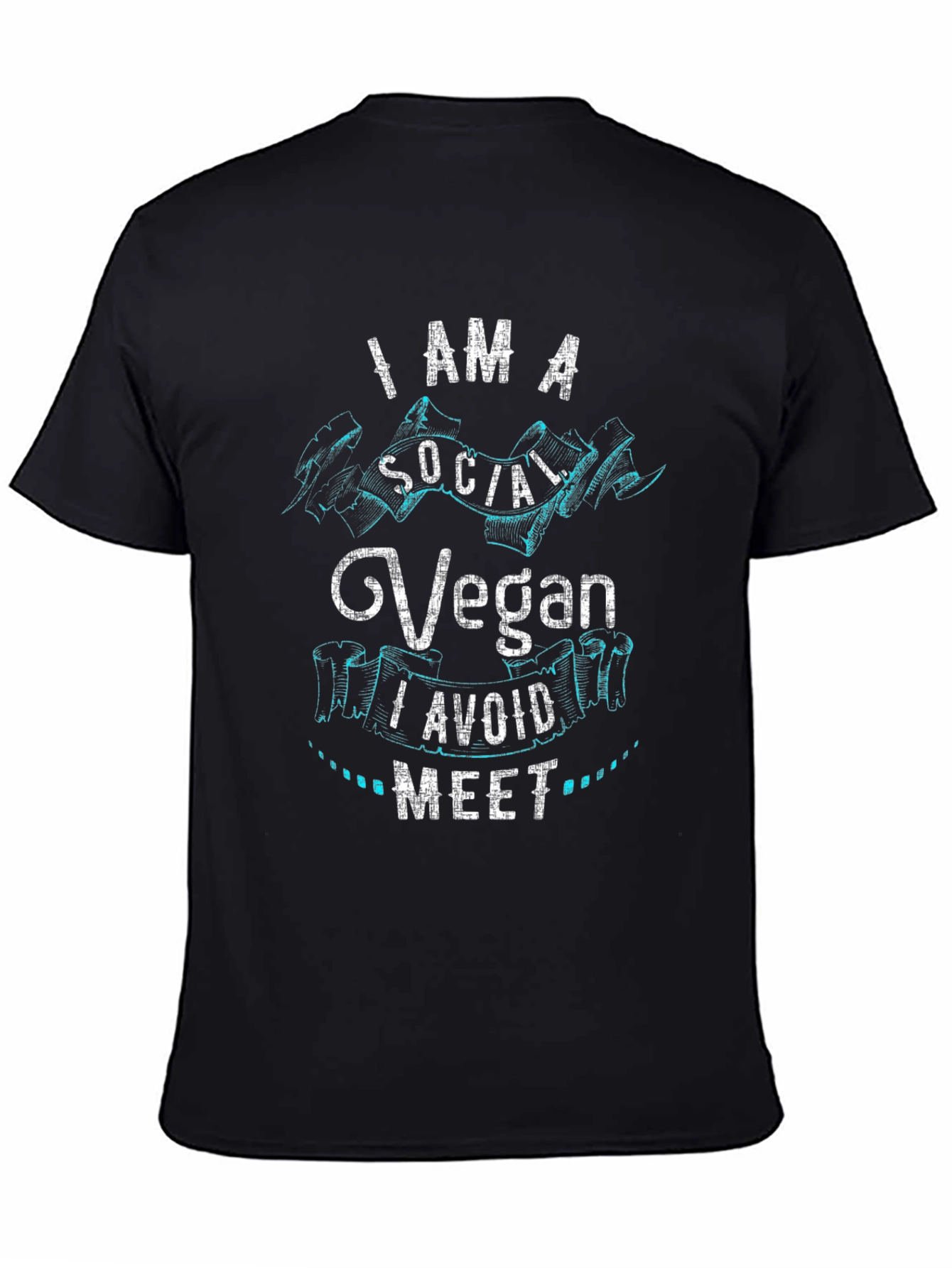 Camiseta Negra Vegan Social: Evita el Contacto Social