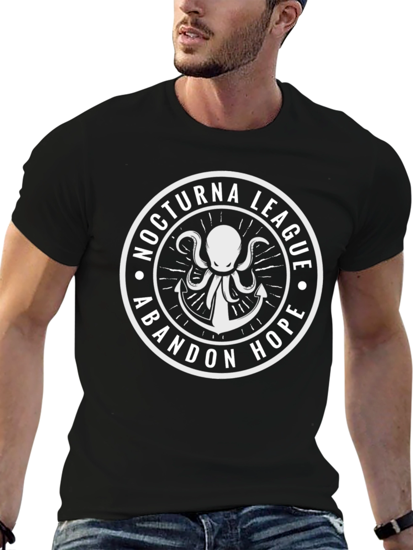 Camiseta Negra Nocturna League Abandon Hope