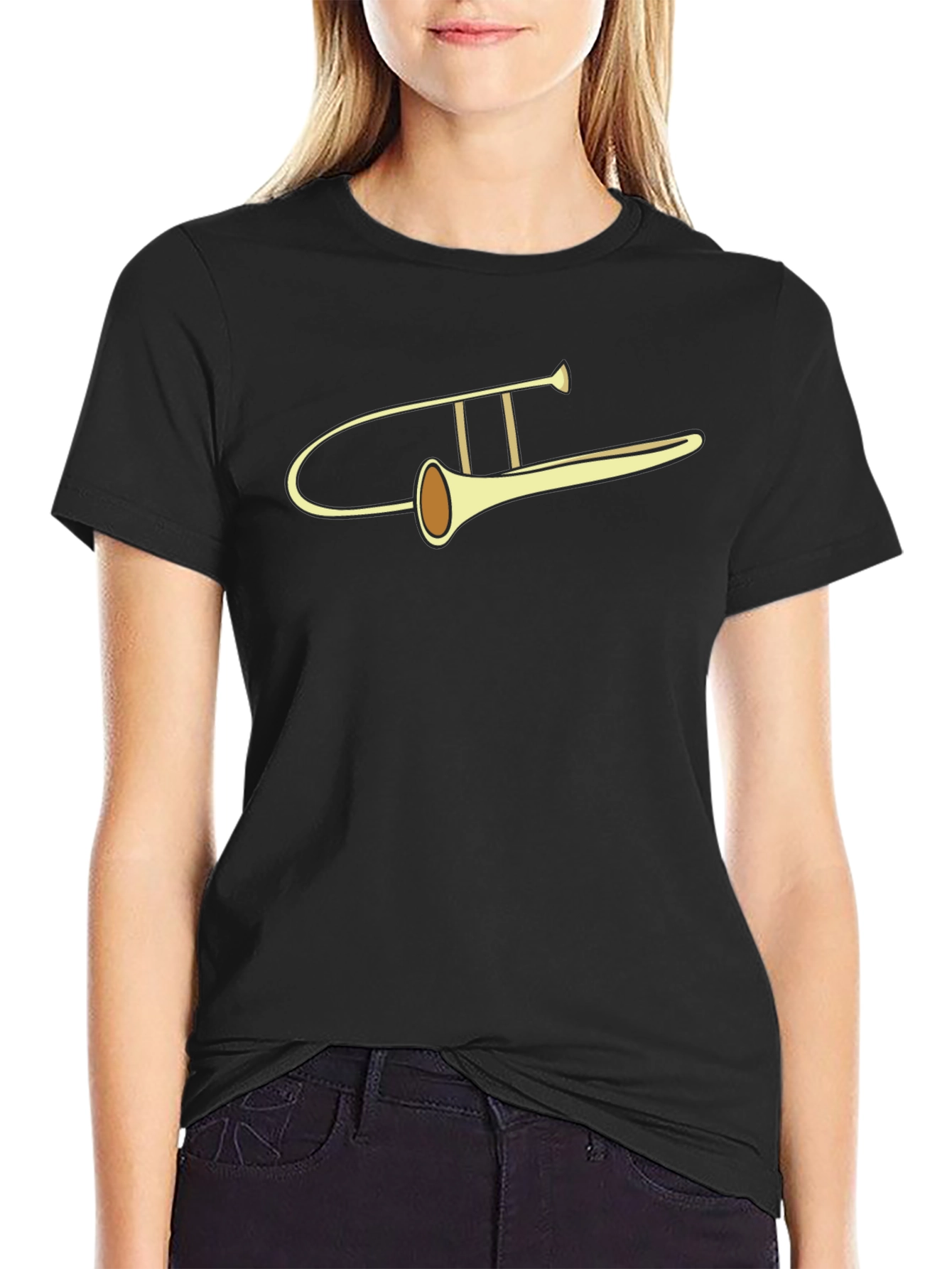 Camiseta Negra con Diseño de Trombón