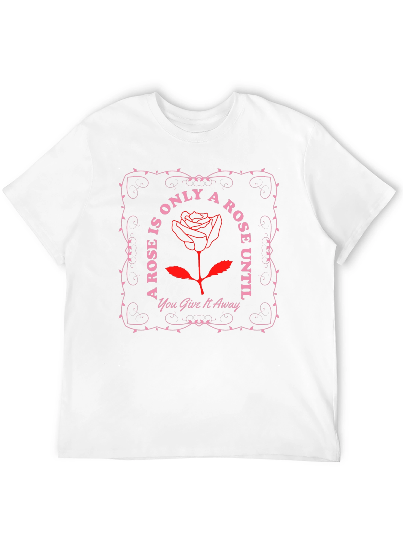 Camiseta Negra con Diseño de Rosa y Frase Romántica