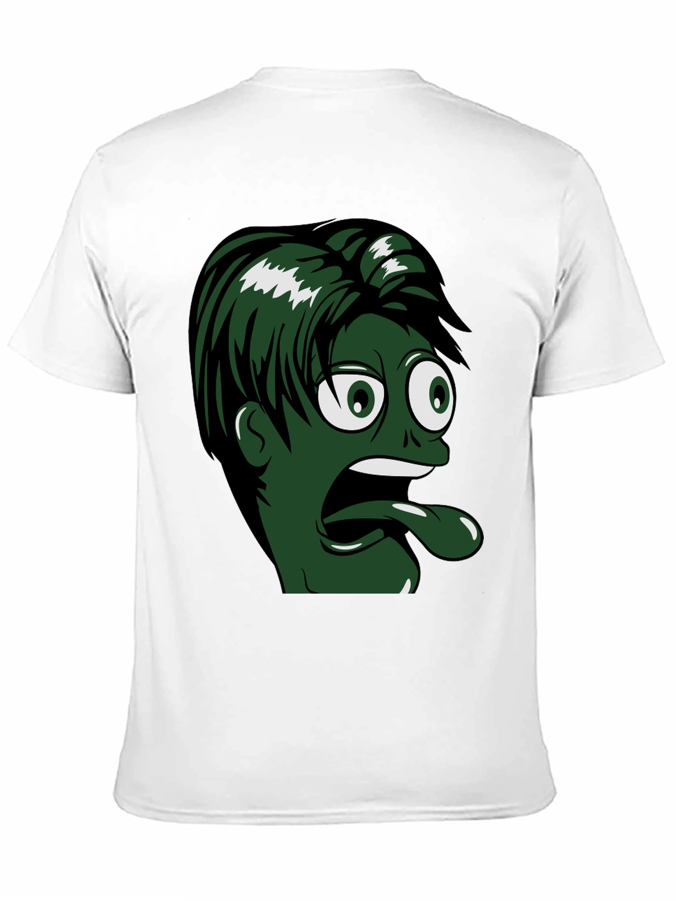 Camiseta Negra con Diseño Animado de Cara Verde