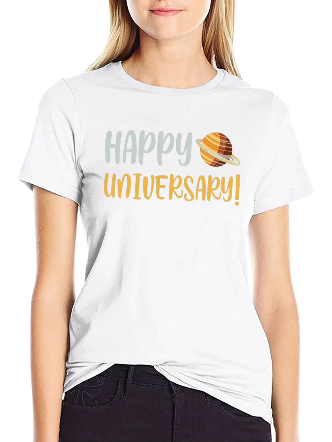 Camiseta Negra Feliz Universario Espacial
