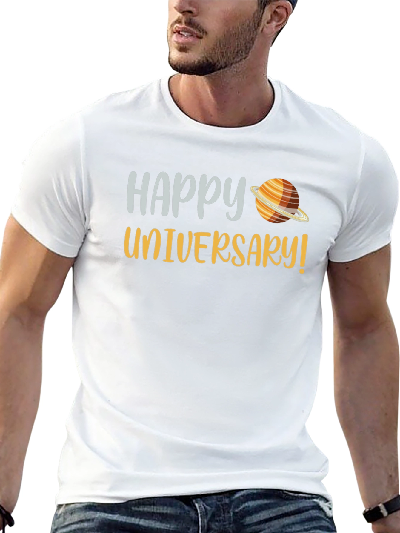 Camiseta Negra Feliz Universario Espacial