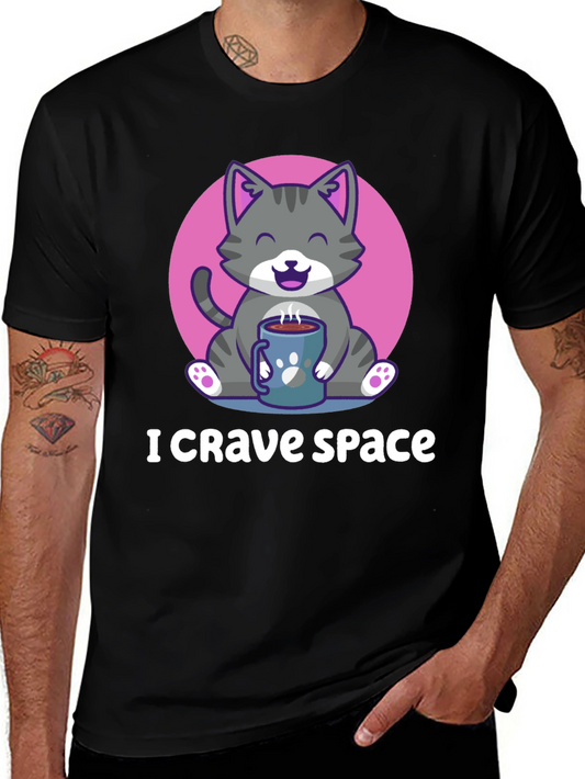 Camiseta Negra con Gato y Café - I Crave Space