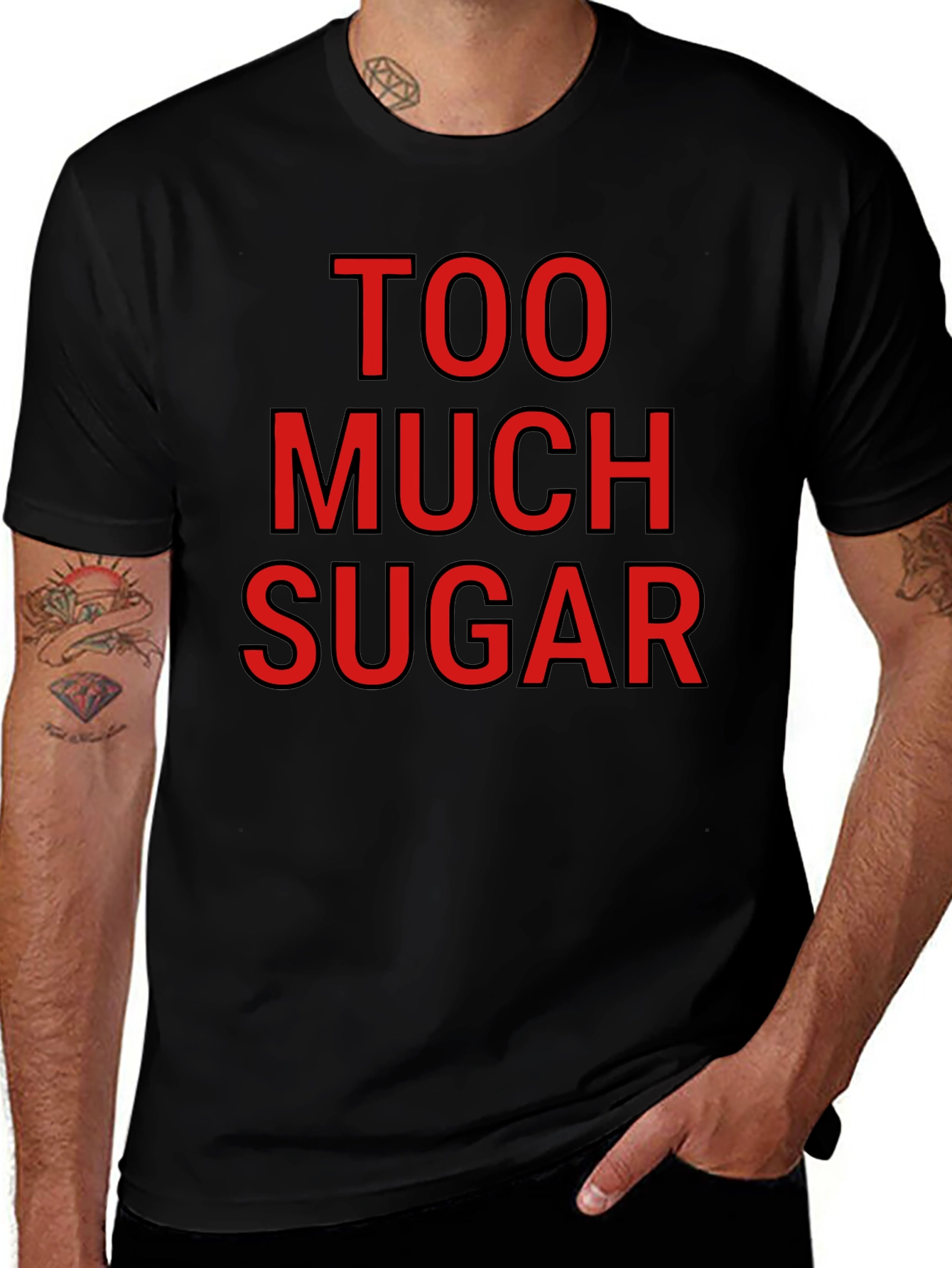 Camiseta Negra: Demasiada Azúcar - Diseño Divertido