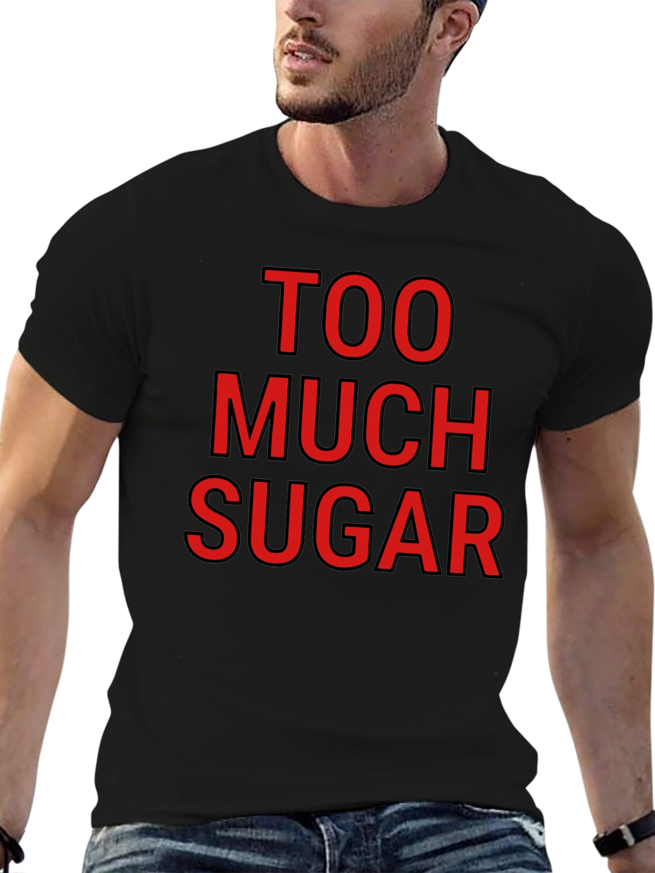 Camiseta Negra: Demasiada Azúcar - Diseño Divertido