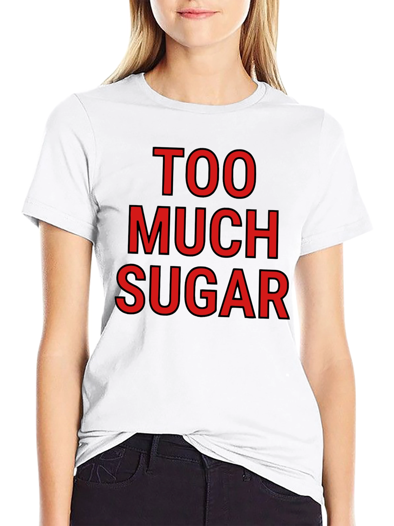 Camiseta Negra: Demasiada Azúcar - Diseño Divertido