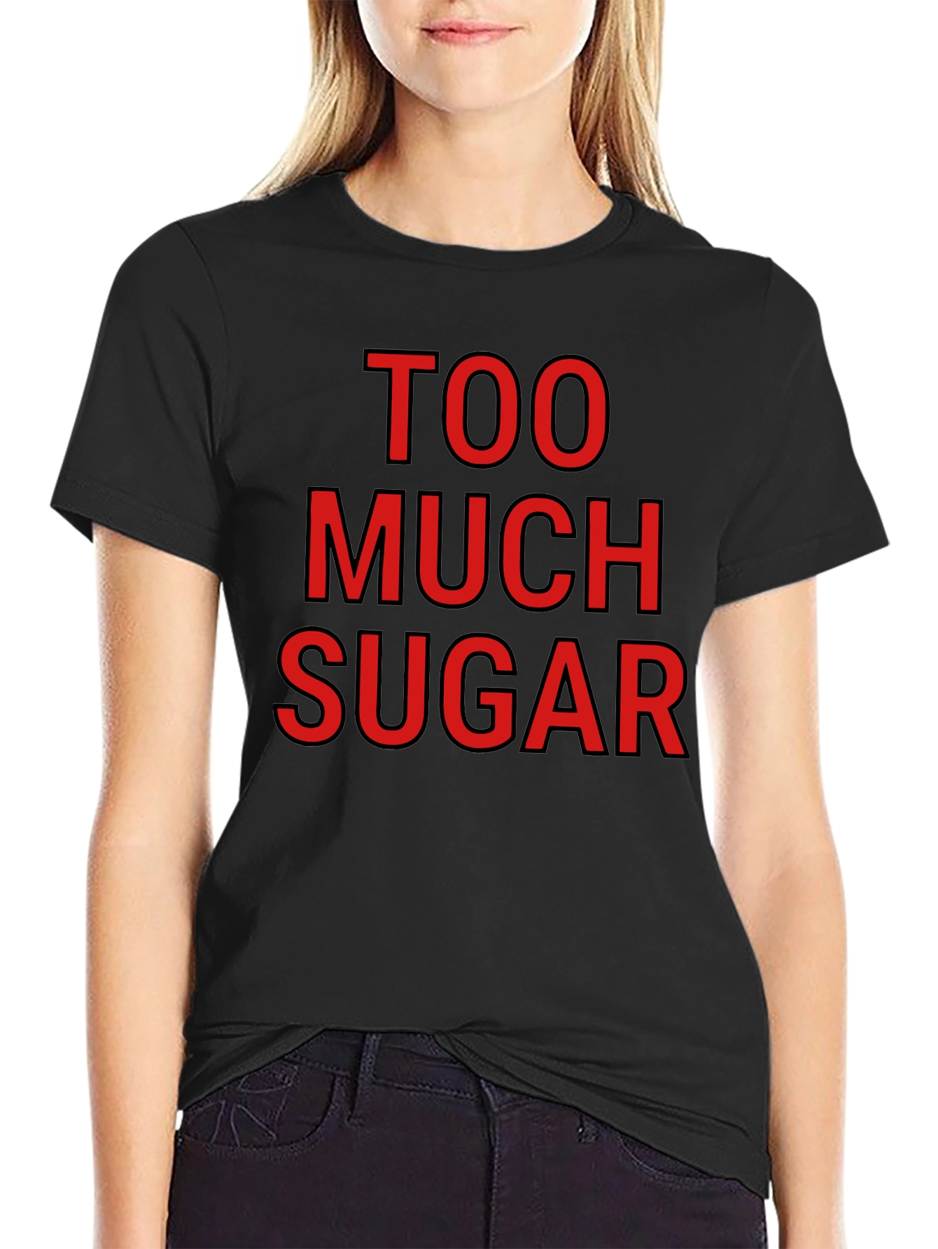 Camiseta Negra: Demasiada Azúcar - Diseño Divertido