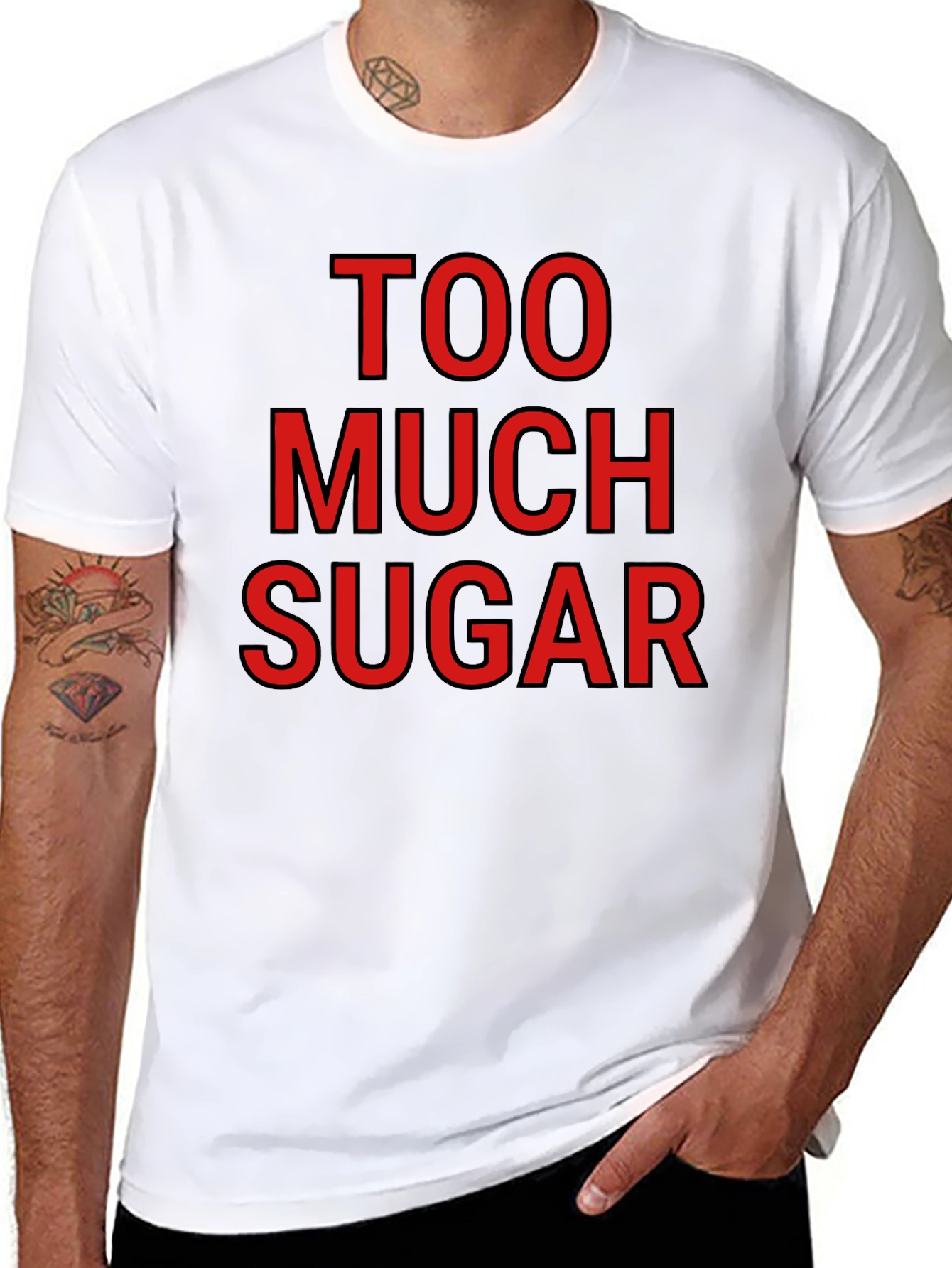 Camiseta Negra: Demasiada Azúcar - Diseño Divertido