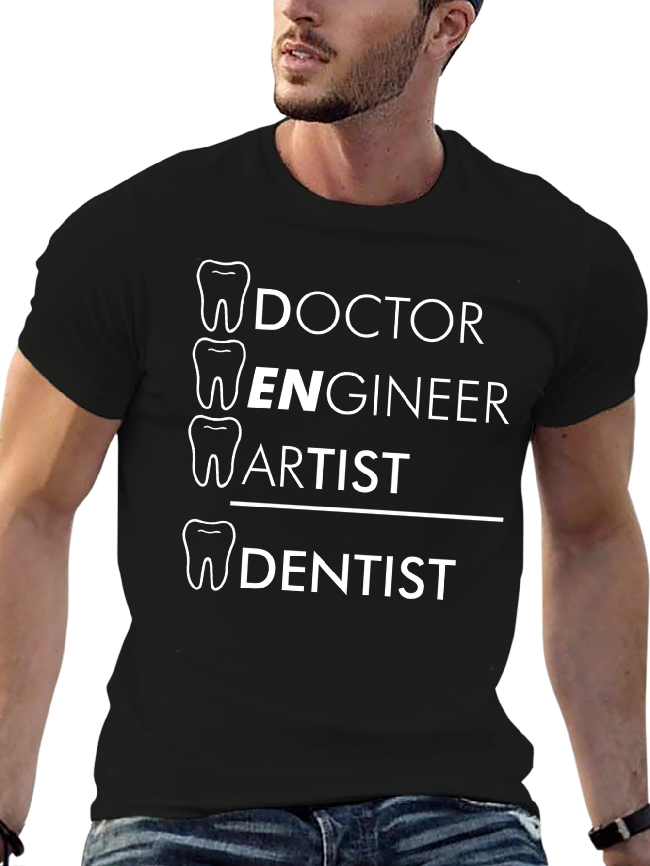 Camiseta Negra: Doctor Ingeniero Artista Dentista
