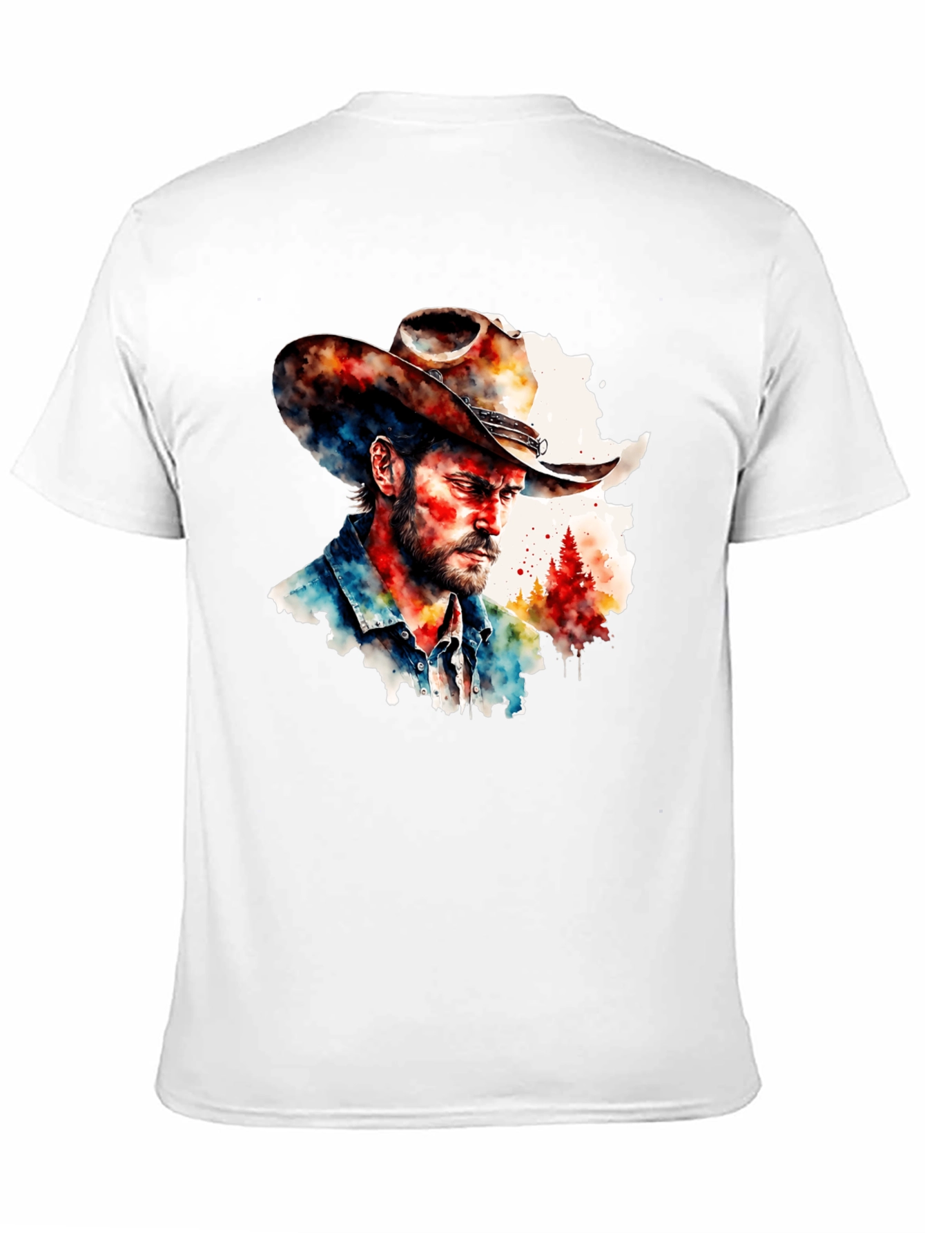 Camiseta Negra con Diseño Vaquero Acuarela