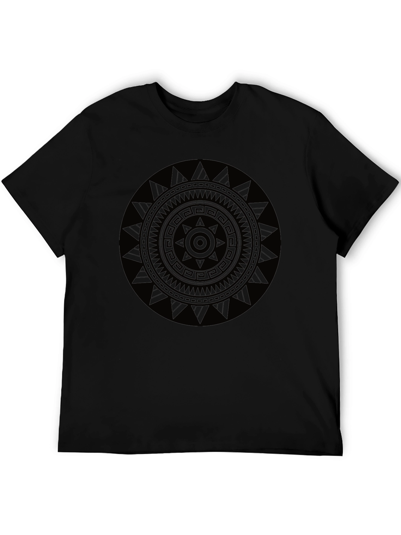 Camiseta Negra Hombre con Diseño Mandala Étnico