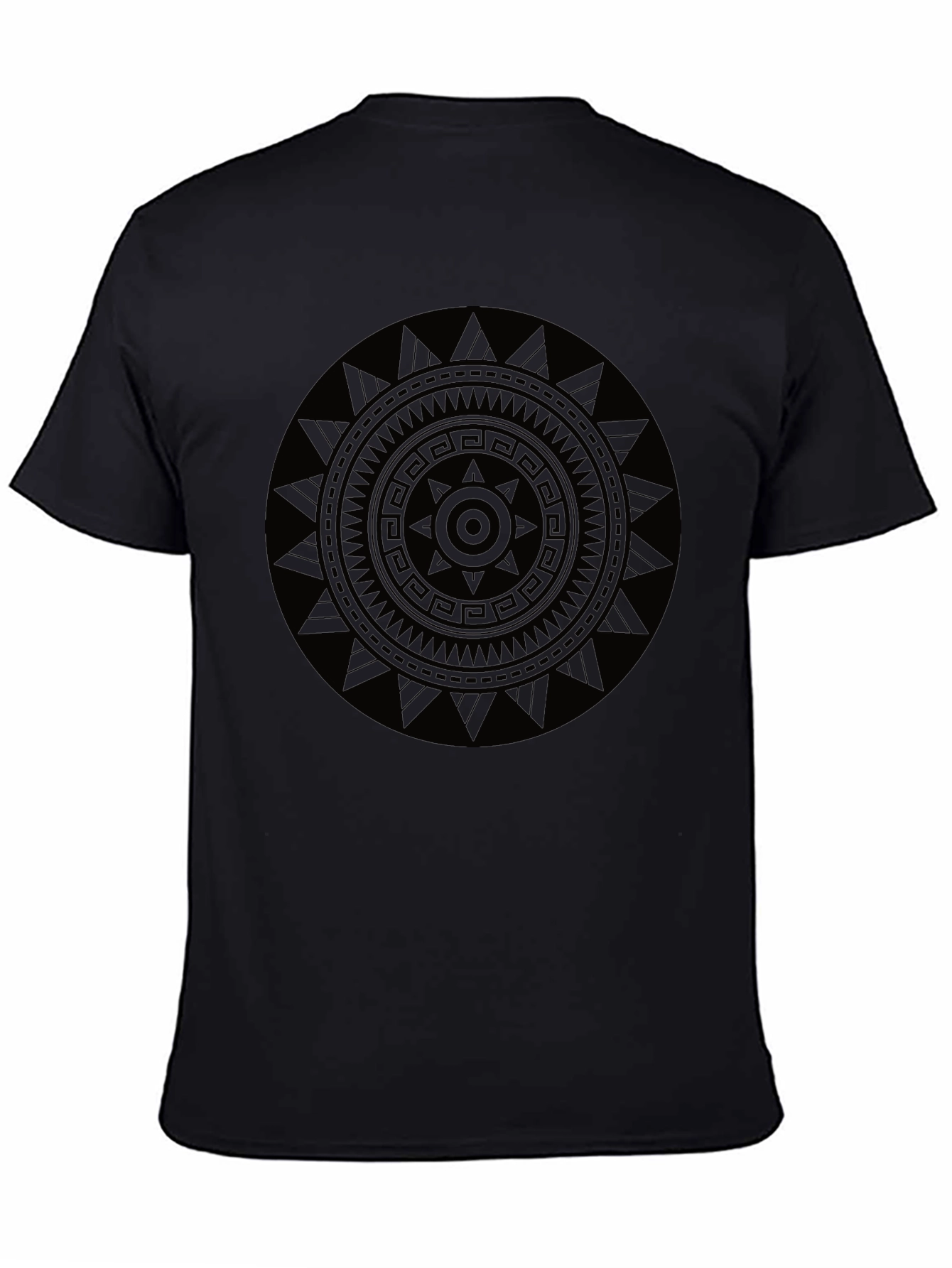 Camiseta Negra Hombre con Diseño Mandala Étnico