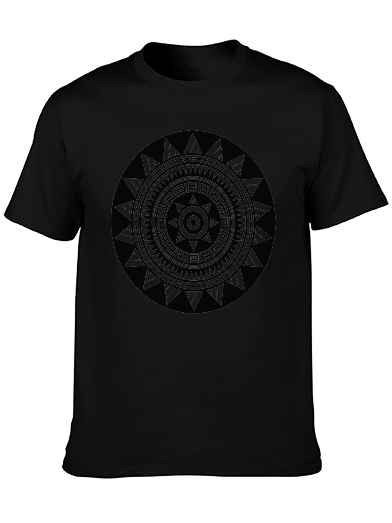 Camiseta Negra Hombre con Diseño Mandala Étnico