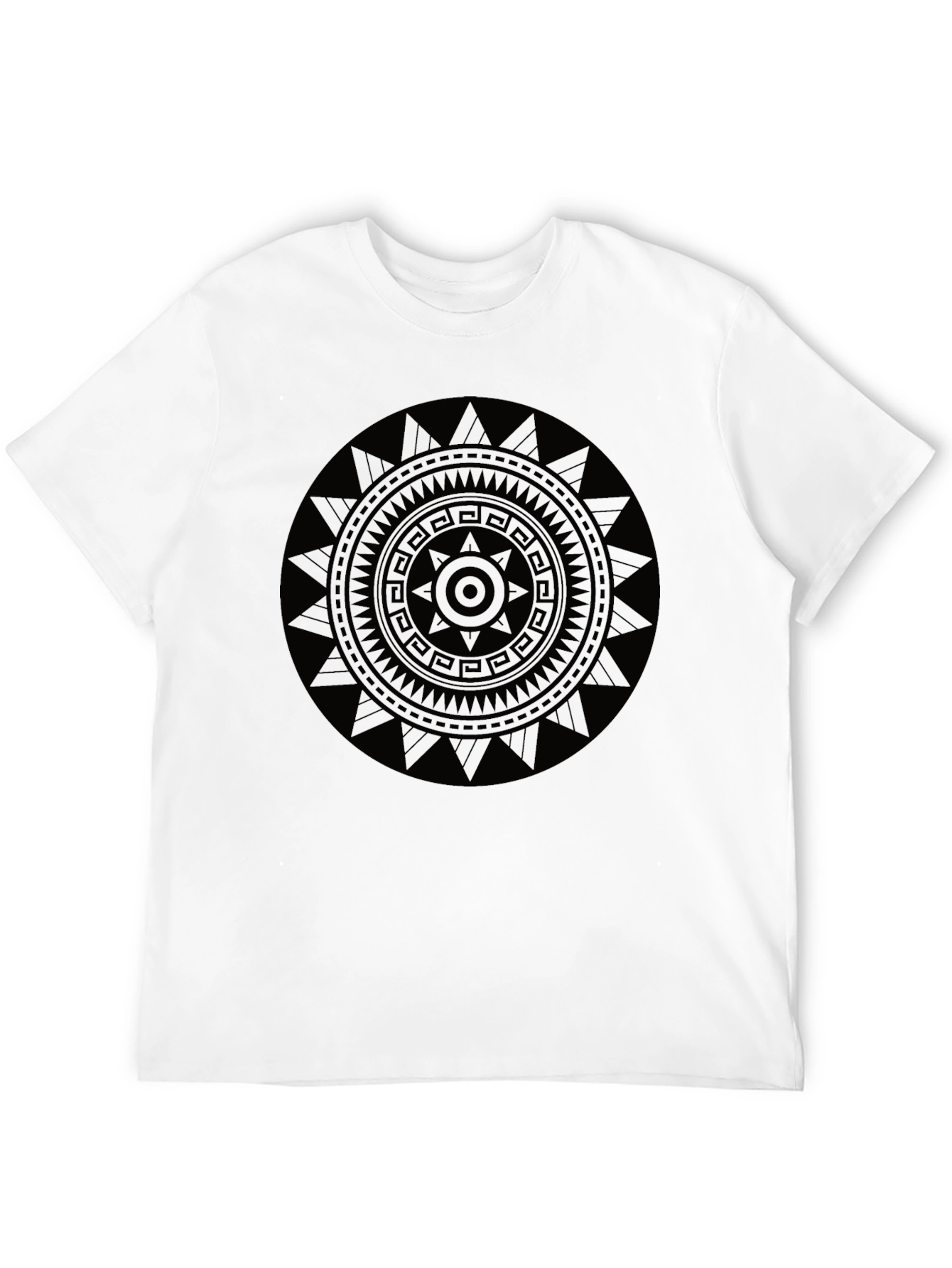 Camiseta Negra Hombre con Diseño Mandala Étnico