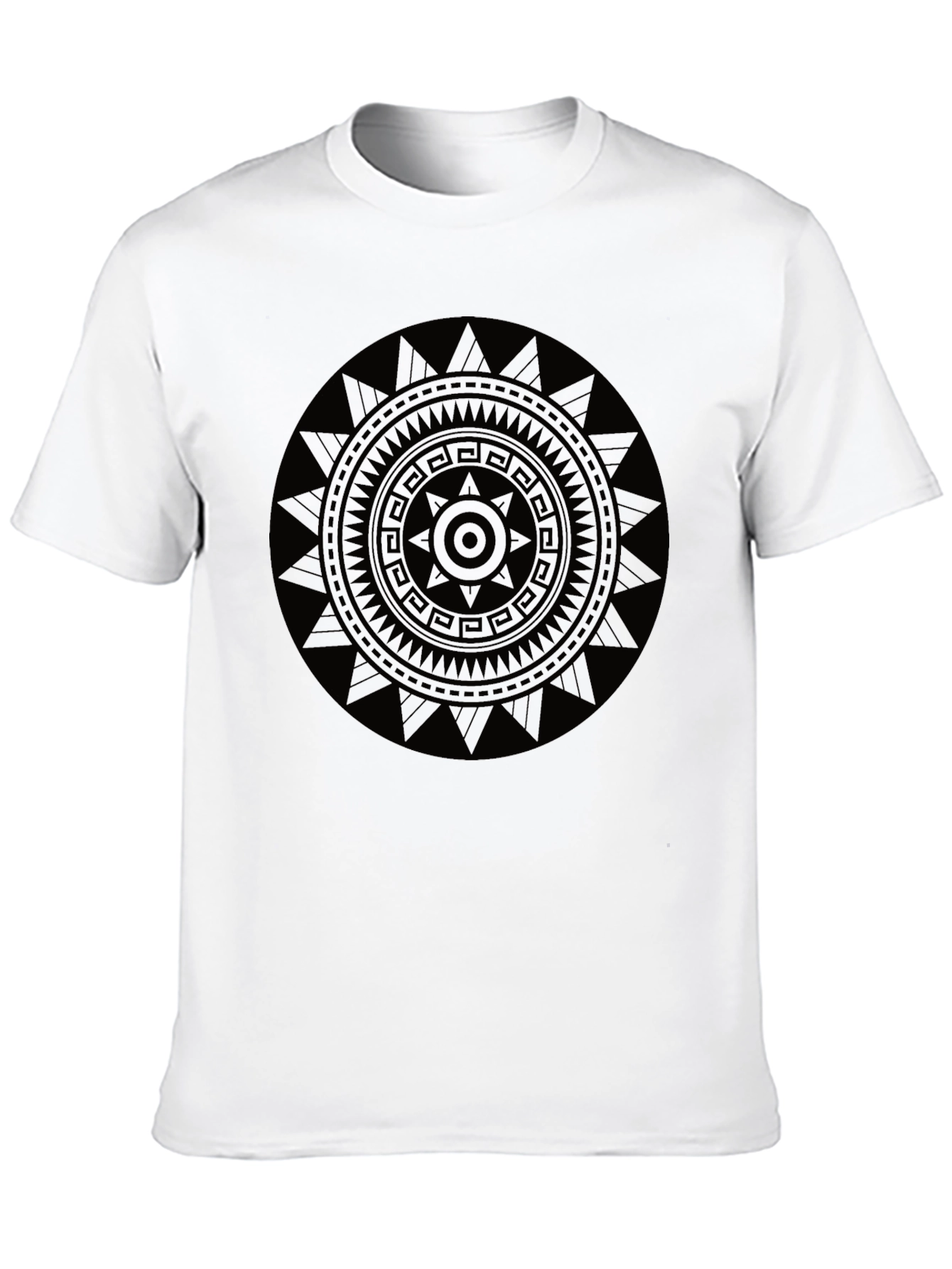 Camiseta Negra Hombre con Diseño Mandala Étnico