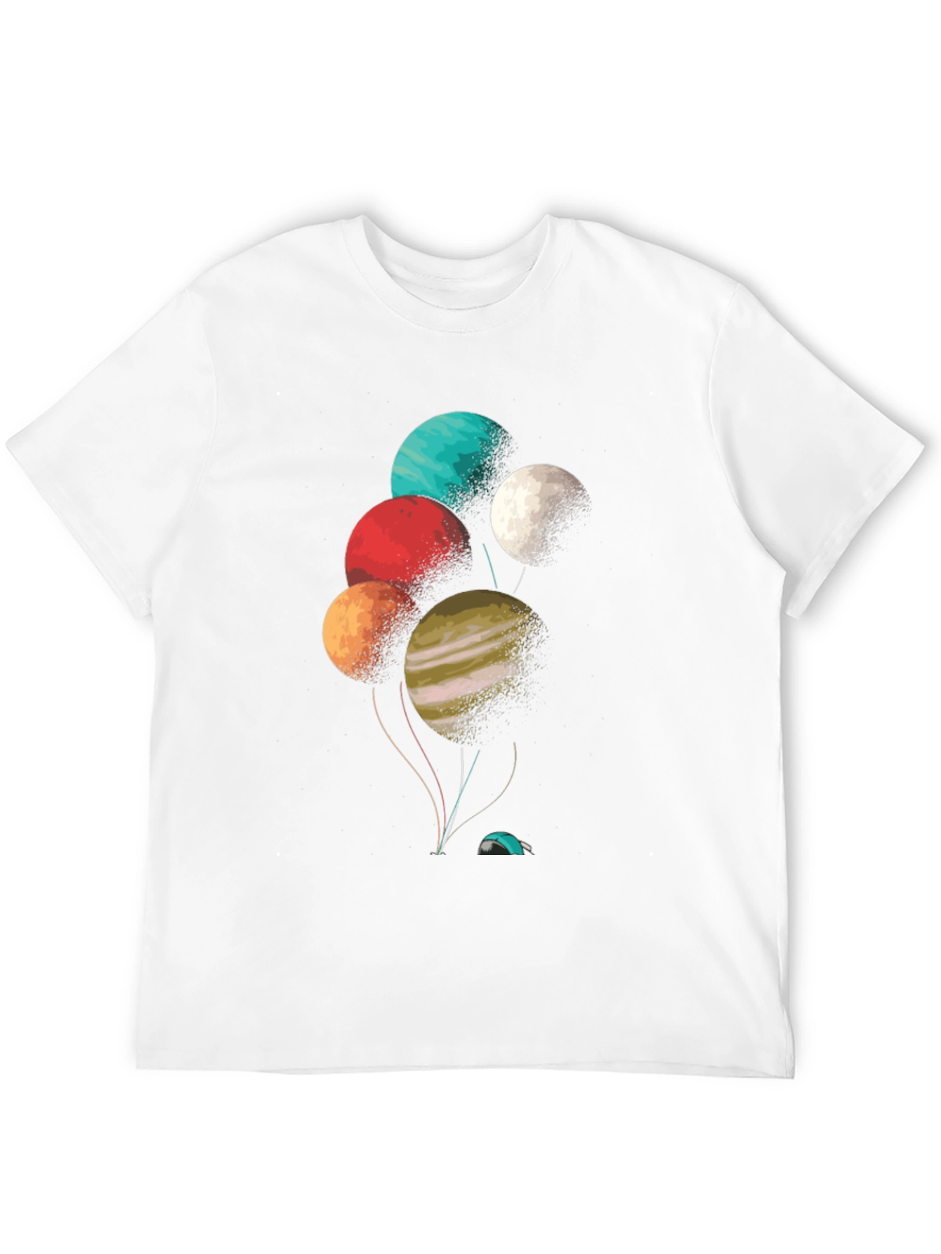 Camiseta Negra con Diseño de Planetas Globo