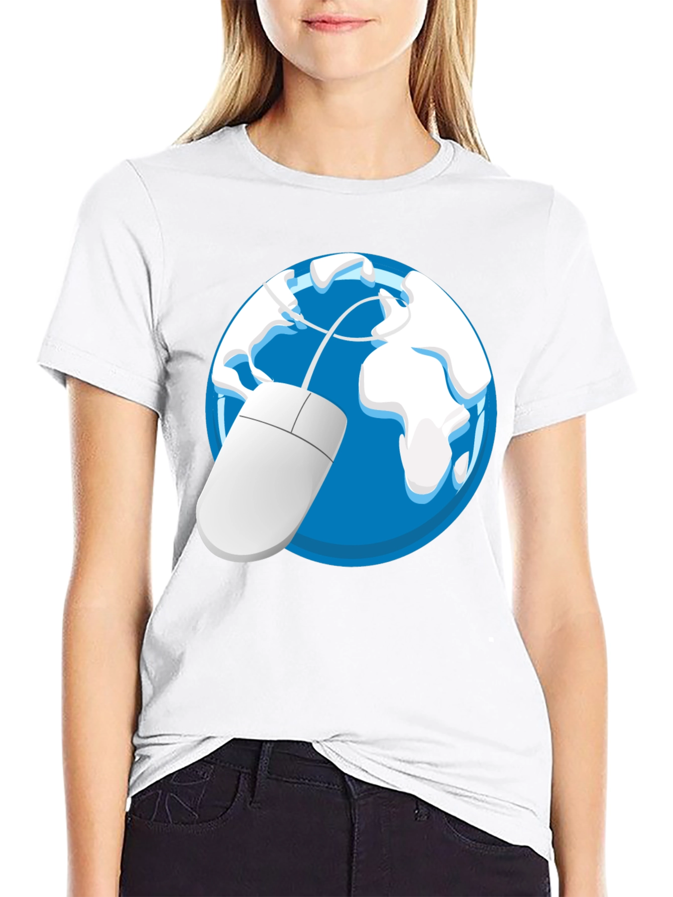 Camiseta Negra con Diseño de Globo y Ratón