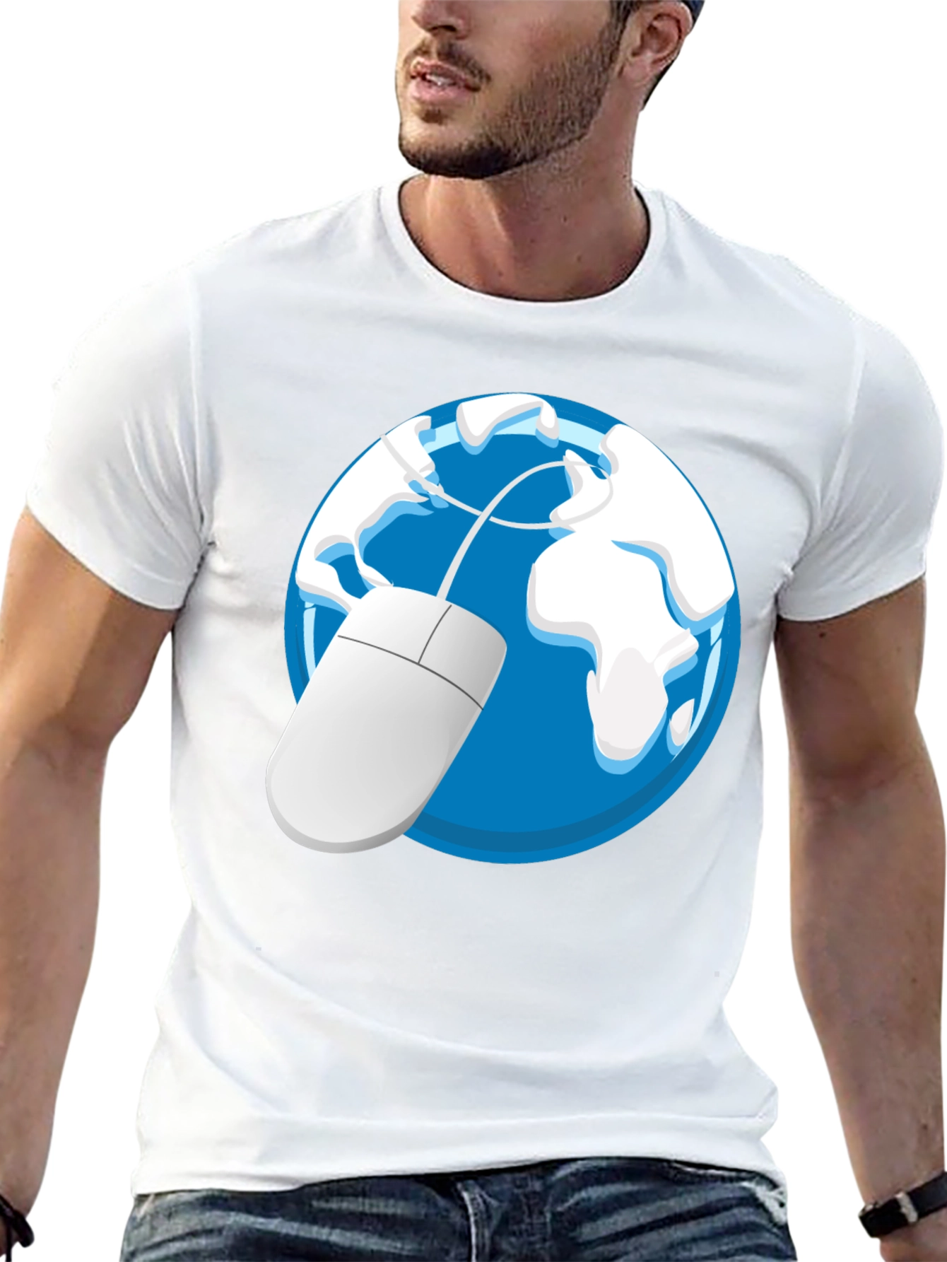 Camiseta Negra con Diseño de Globo y Ratón
