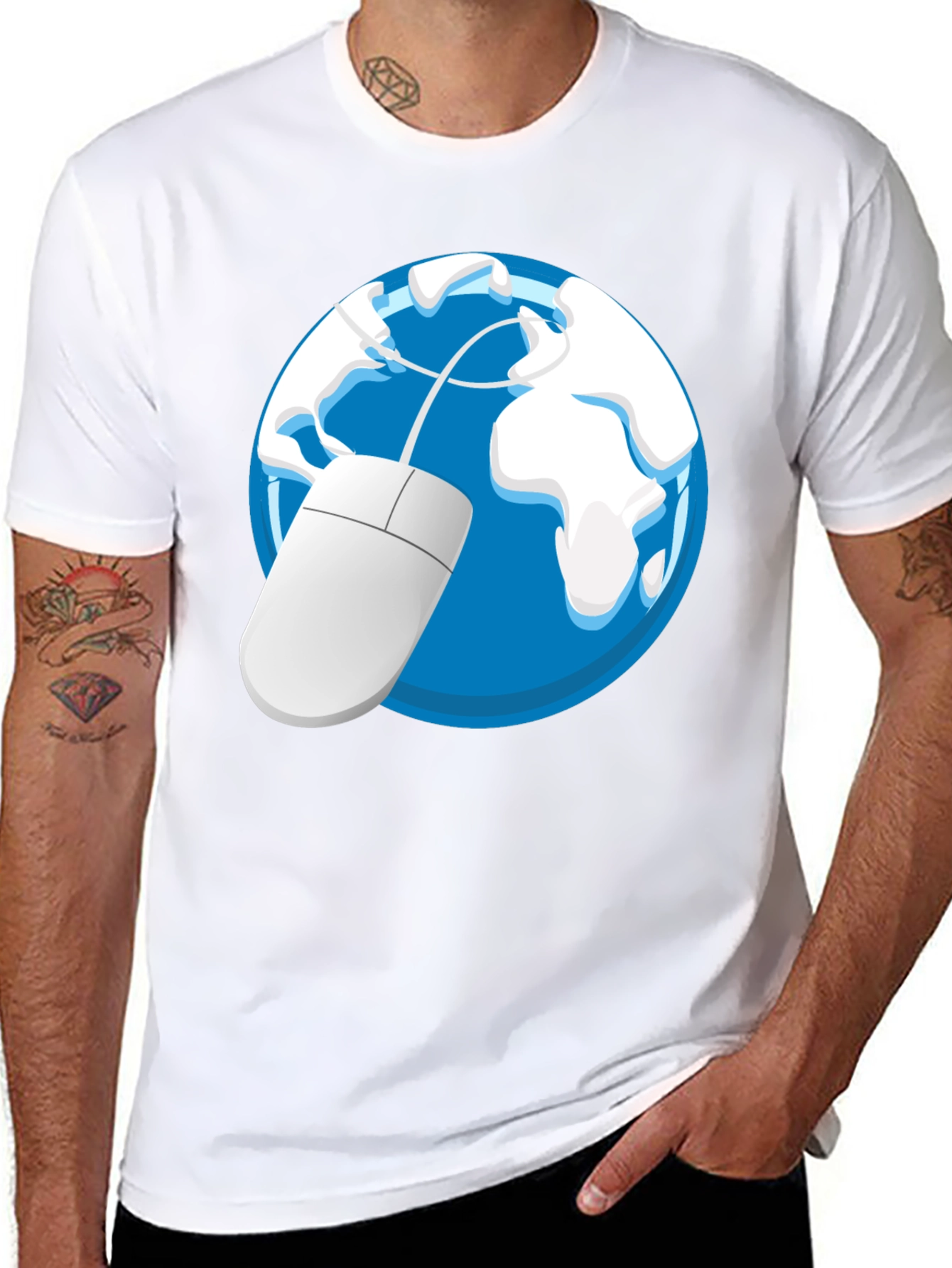 Camiseta Negra con Diseño de Globo y Ratón