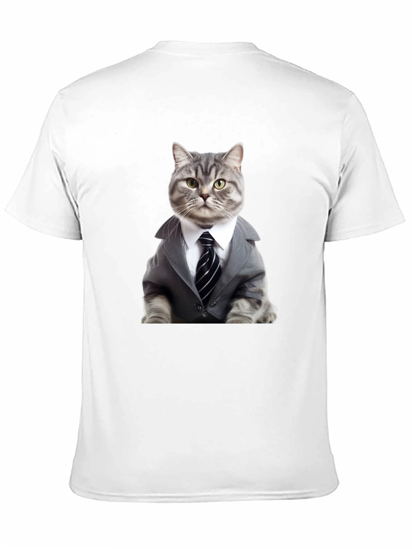 Camiseta Negra: Elegante Gato Empresario