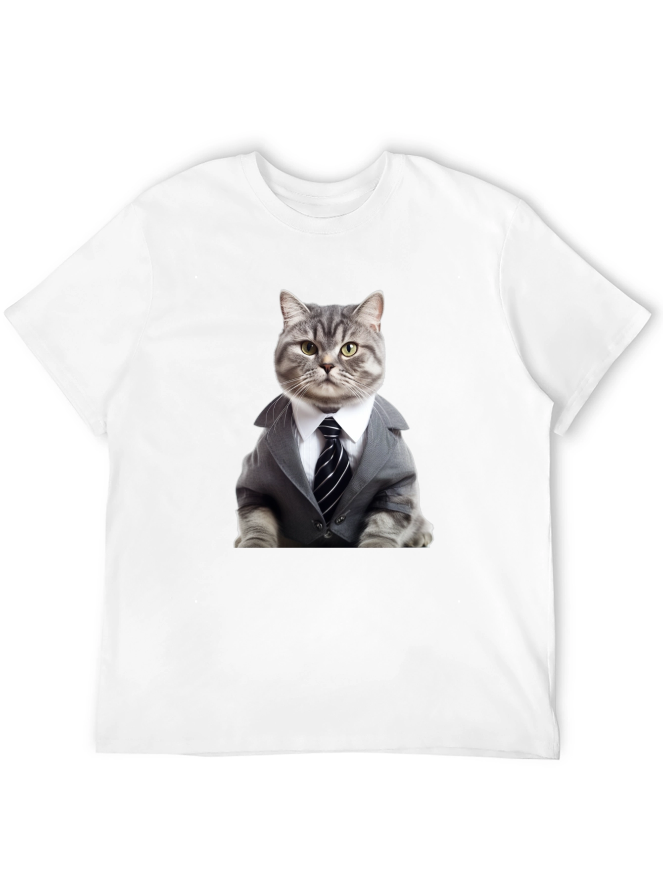 Camiseta Negra: Elegante Gato Empresario