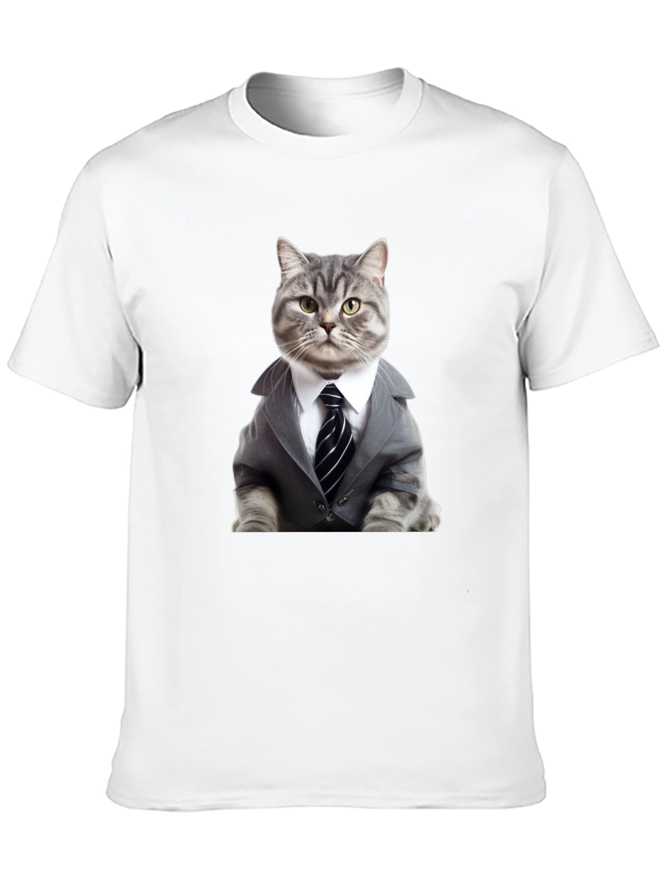 Camiseta Negra: Elegante Gato Empresario