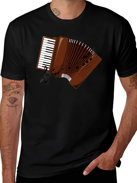 Camiseta Negra con Diseño de Acordeón Musical