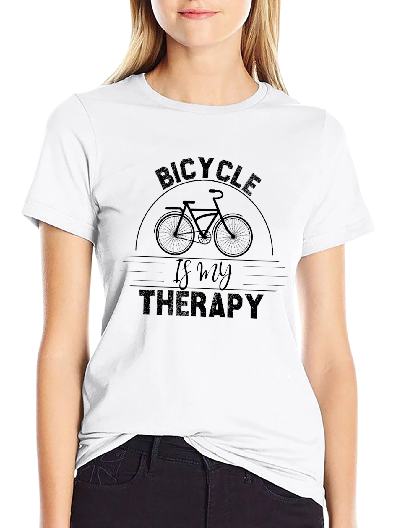 Camiseta Negra Bicycle is My Therapy