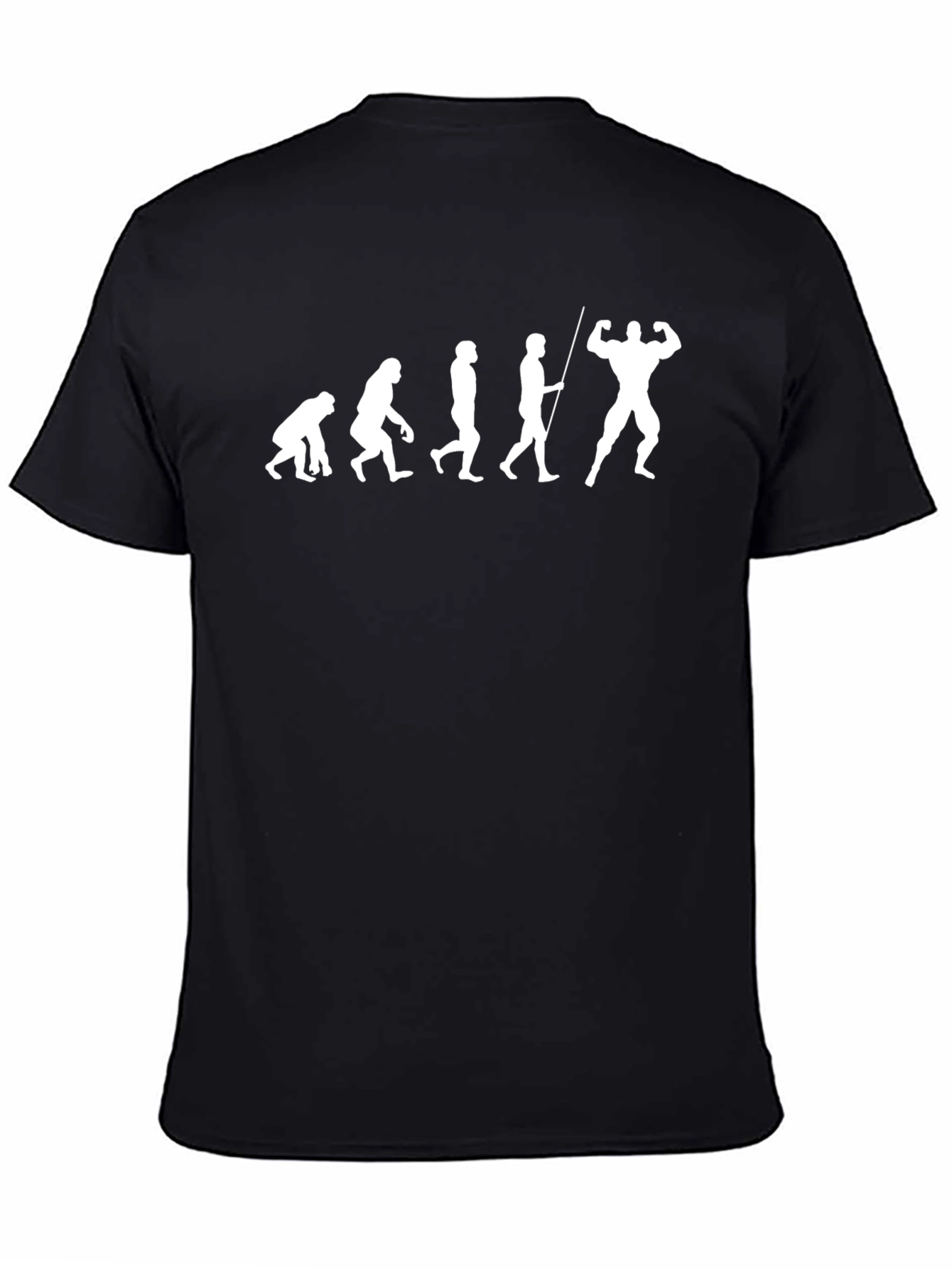 Camiseta Negra Evolución Muscular Divertida Hombre