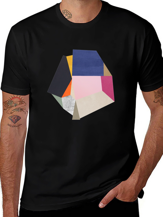 Camiseta Negra con Diseño Abstracto Geométrico