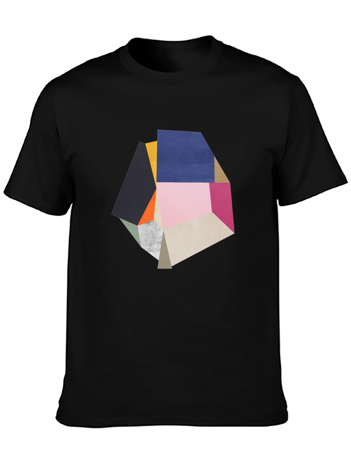 Camiseta Negra con Diseño Abstracto Geométrico