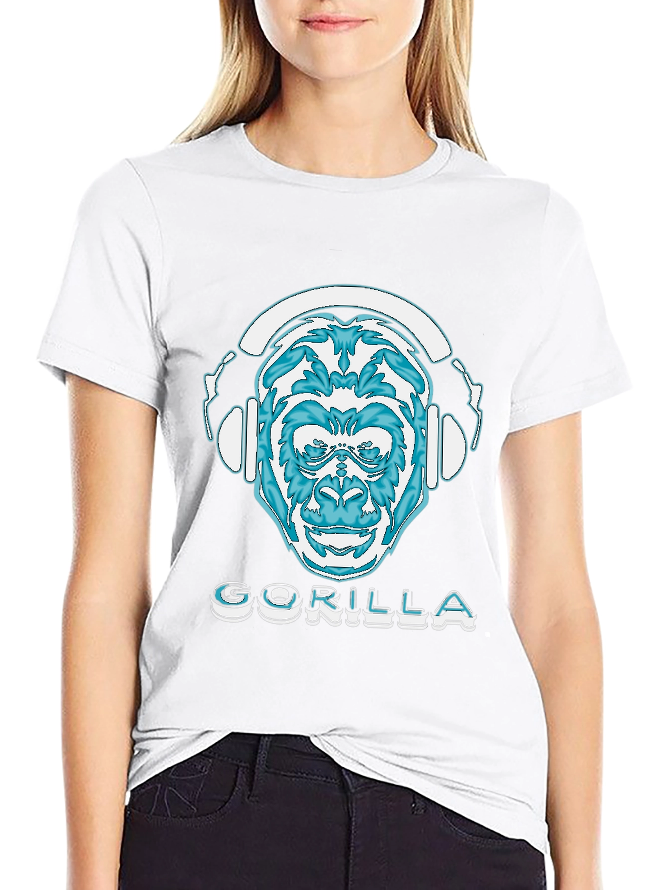 Camiseta Negra con Diseño de Gorila DJ