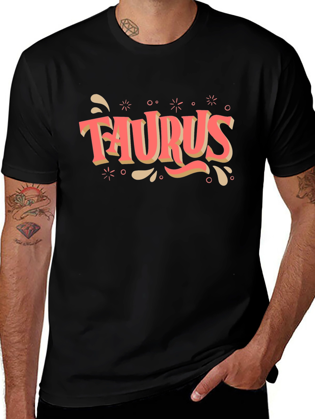 Camiseta Negra Signo Tauro Estilo Retro