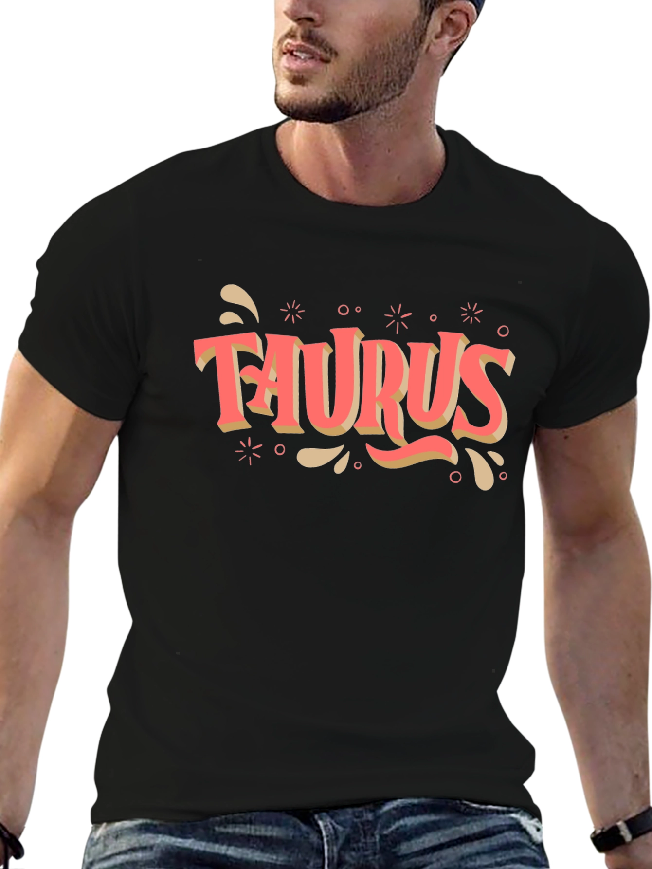 Camiseta Negra Signo Tauro Estilo Retro