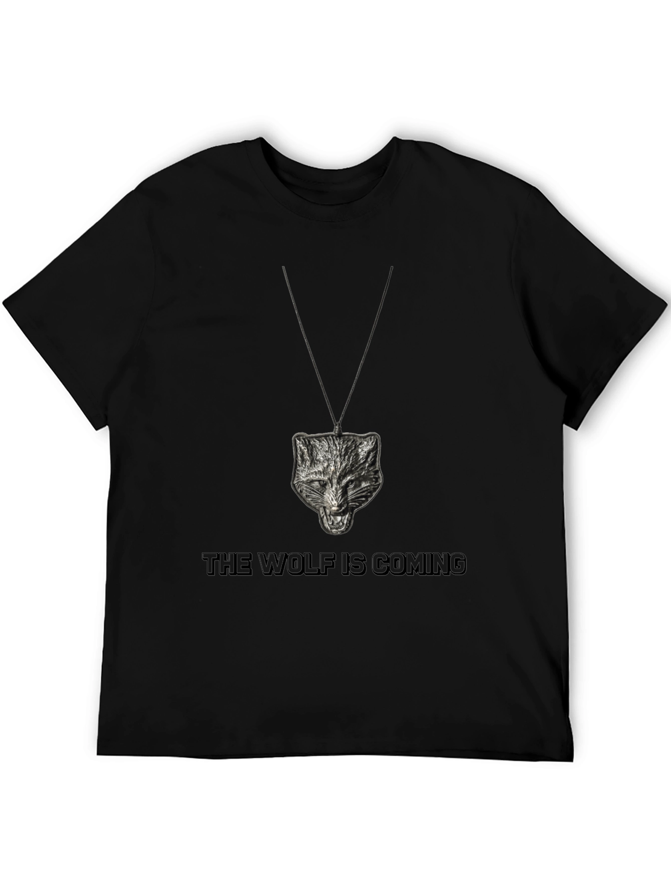 Camiseta Negra Lobo Colgante - Estilo Único