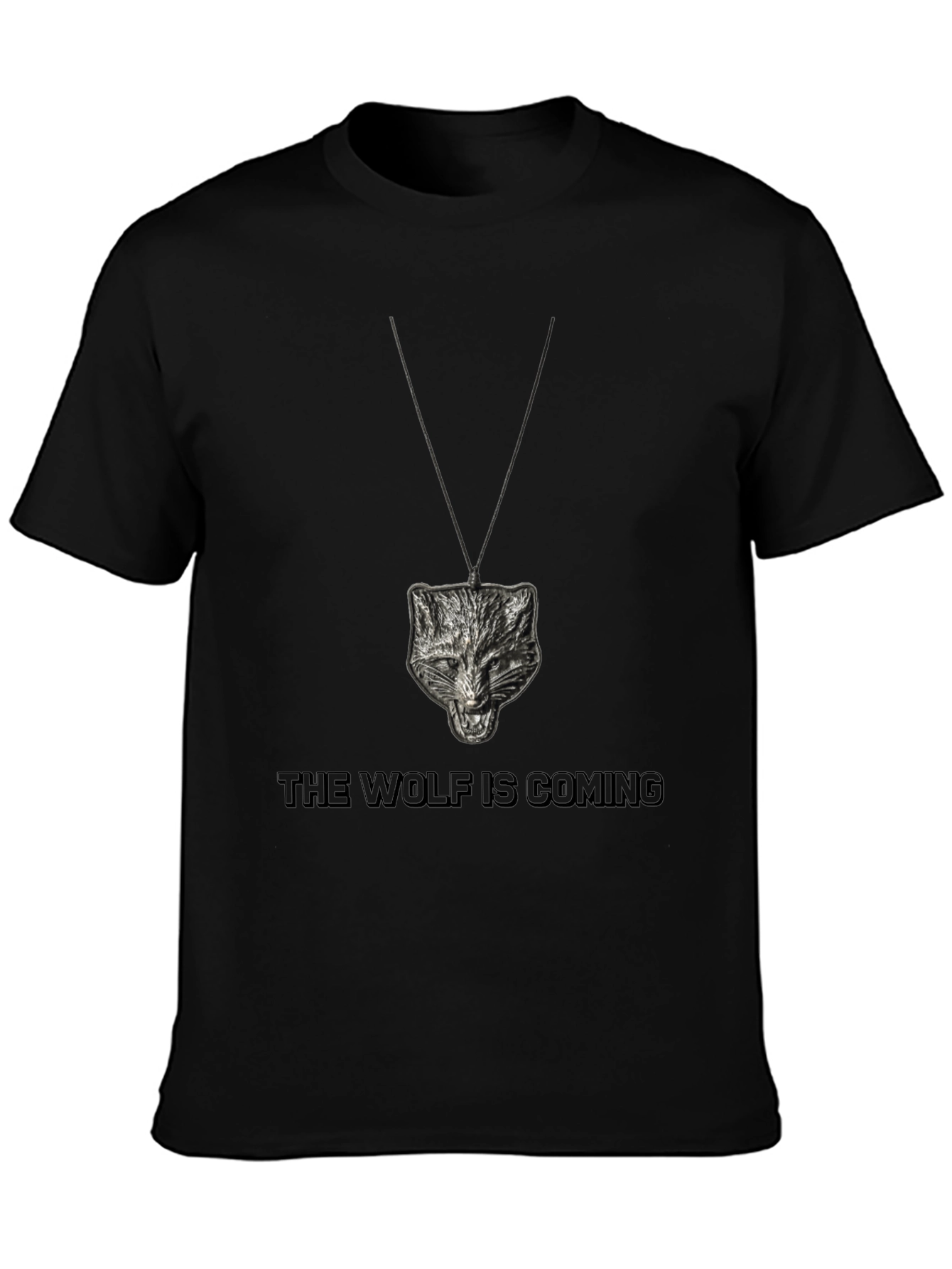 Camiseta Negra Lobo Colgante - Estilo Único