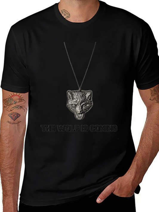 Camiseta Negra Lobo Colgante - Estilo Único