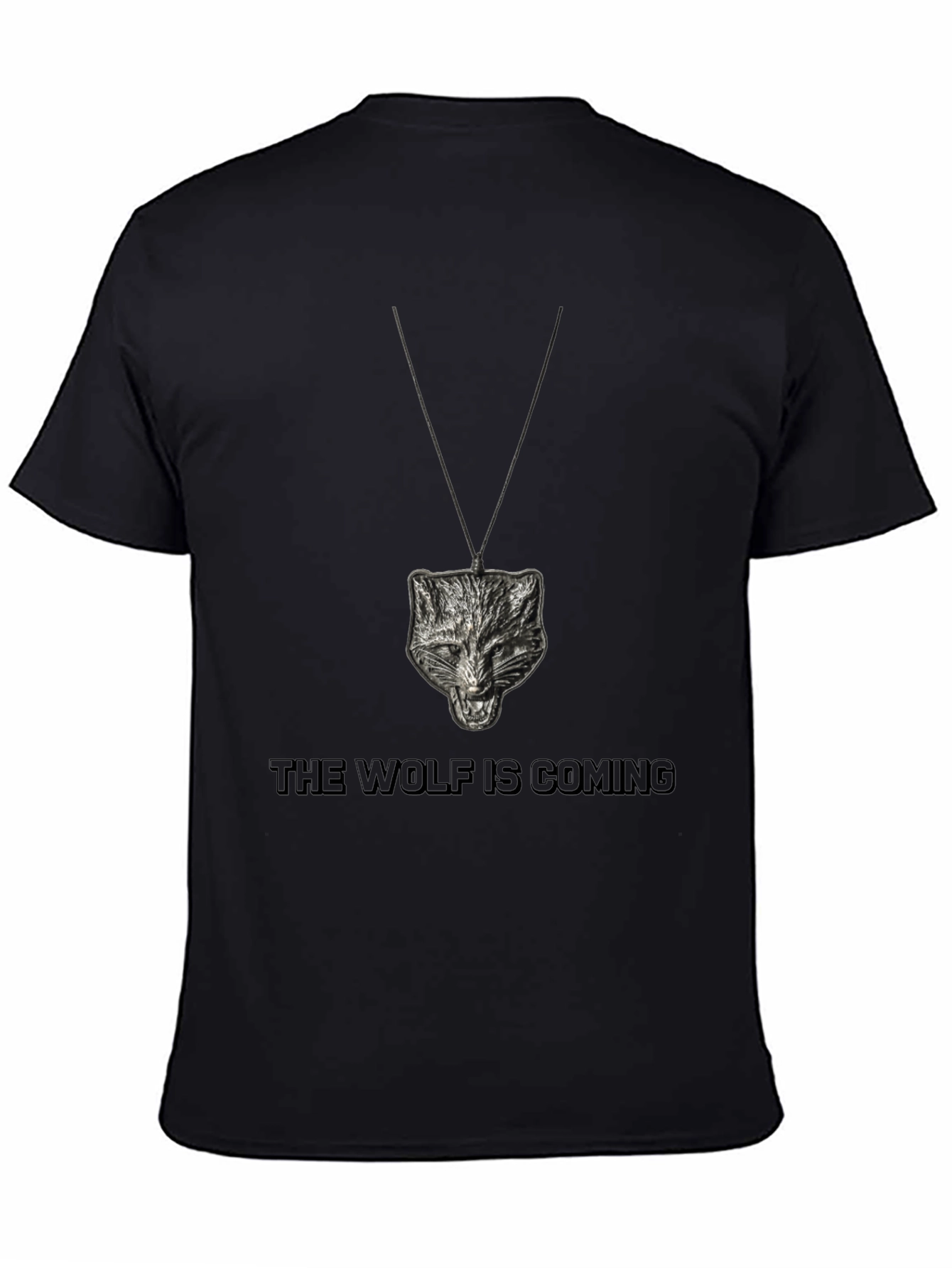 Camiseta Negra Lobo Colgante - Estilo Único