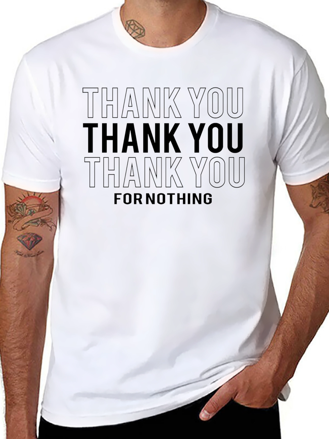 Camiseta Negra con Estampado Thank You For Nothing