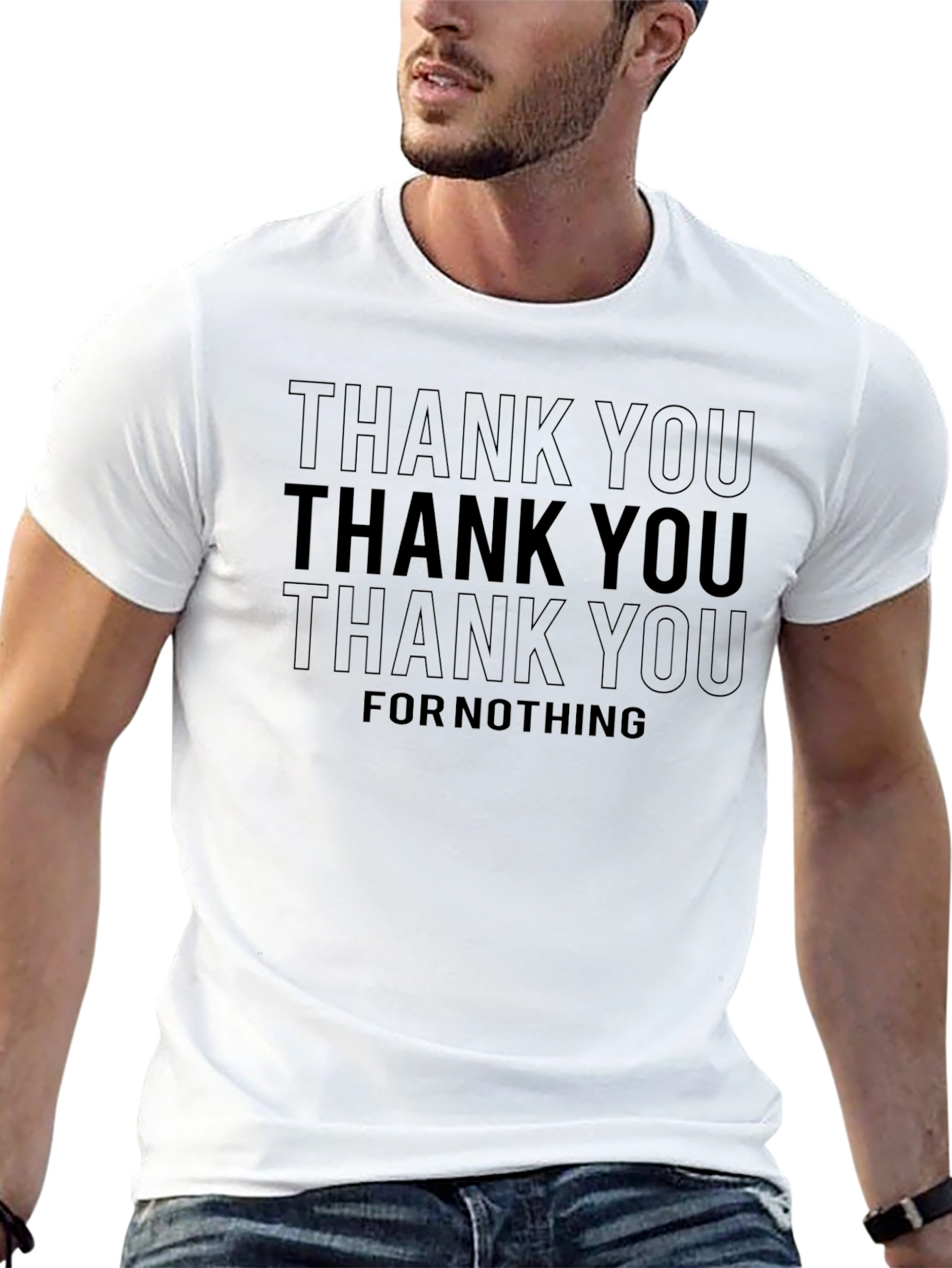 Camiseta Negra con Estampado Thank You For Nothing
