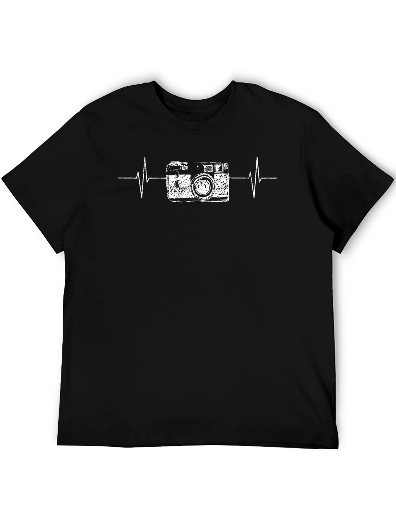 Camiseta Negra con Diseño de Cámara Retro